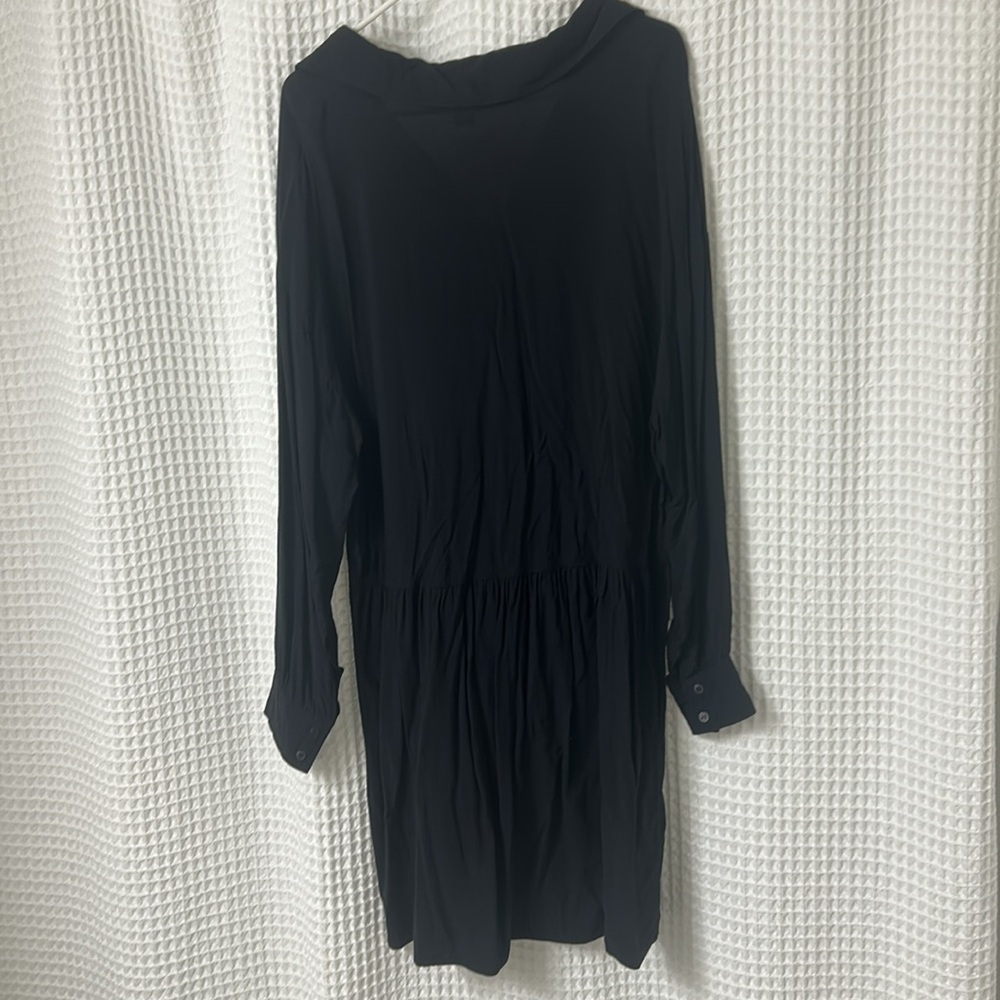 H&M L.O.G.G. Drop Waist Collared Black Dress Medium - Picture 9 of 11